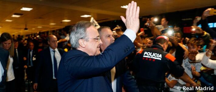 Llegada Florentino Gerona Florentino Pérez viajó con el equipo a Gerona