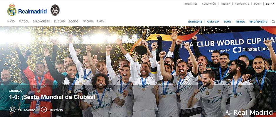 Realmadrid.com sigue siendo la web de clubes de fútbol más visitada del mundo