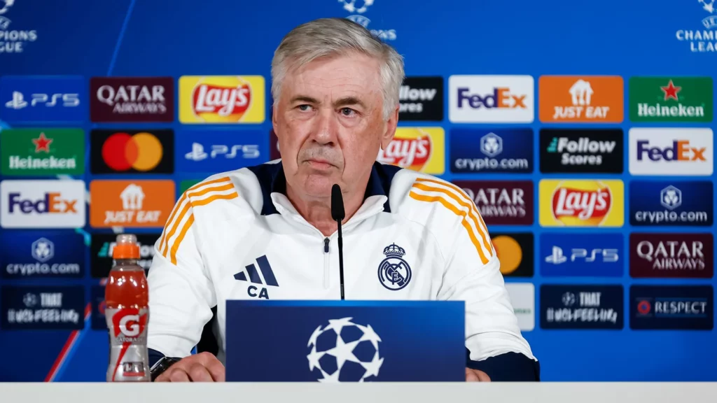 Carlo Ancelotti, en la rueda de prensa previa contra el RB Salzburg.