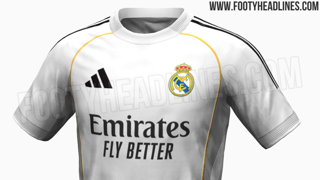 La camiseta local del Real Madrid para la temporada 2025/26, según la filtración de Footy Headlines.