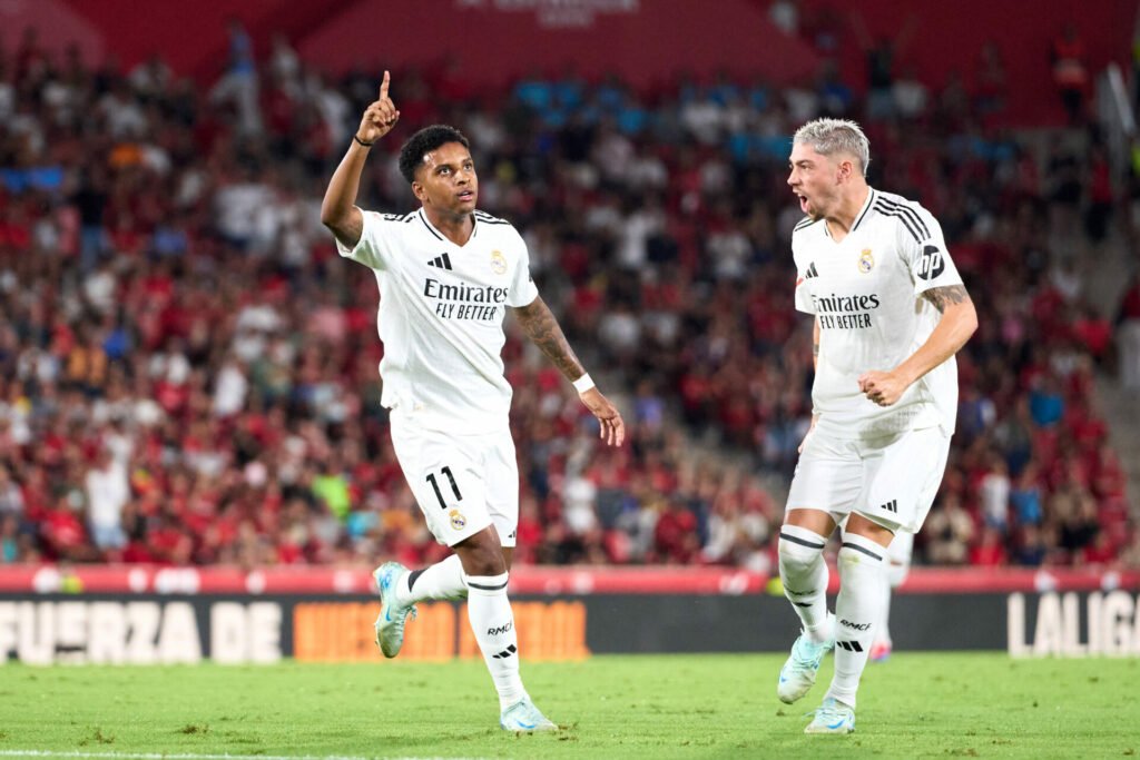 Rodrygo celebra su gol en el Mallorca - Real Madrid.