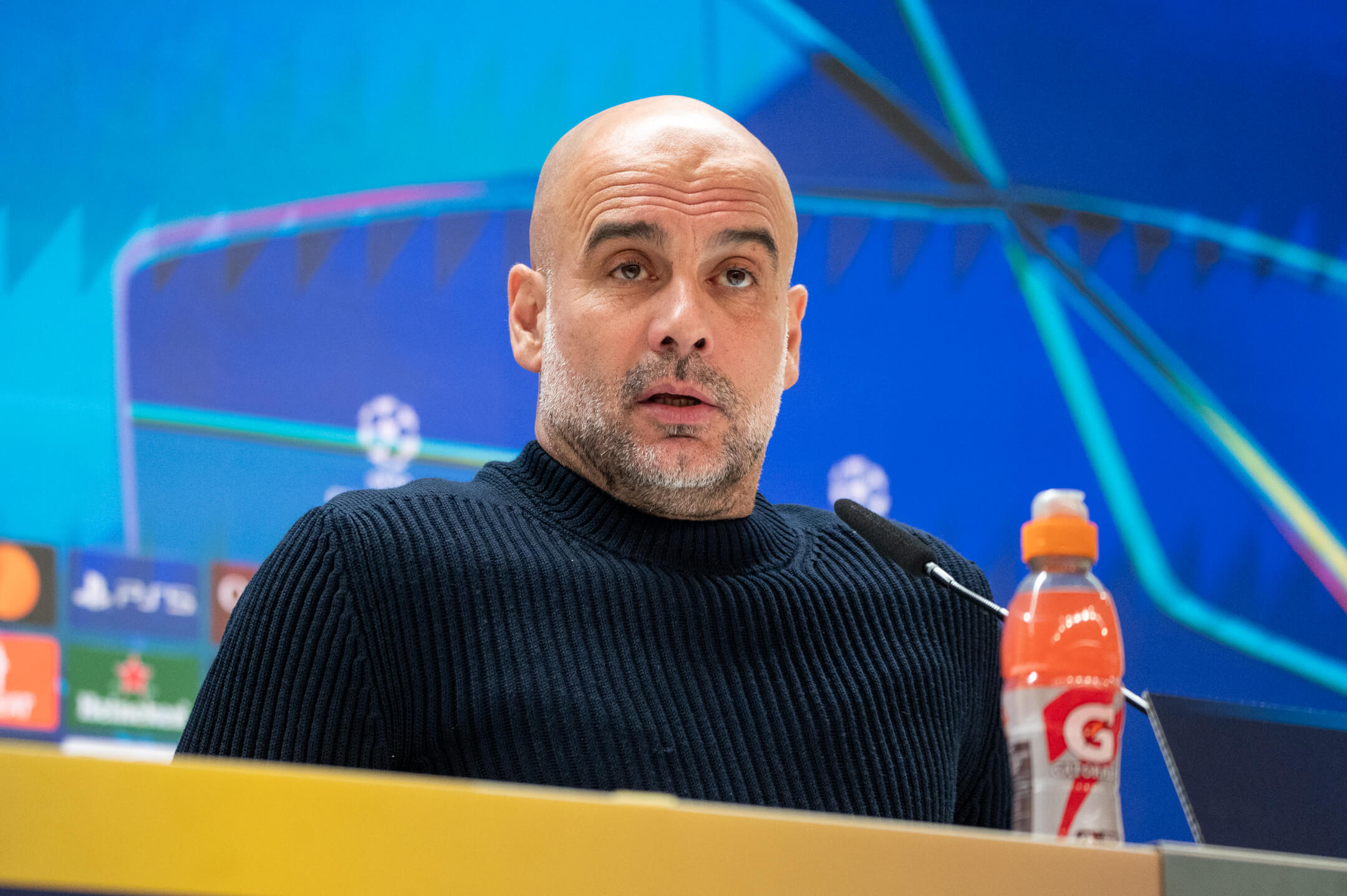 Guardiola compareció en la sala de prensa del Santiago Bernabéu antes del partido contra el Real Madrid.