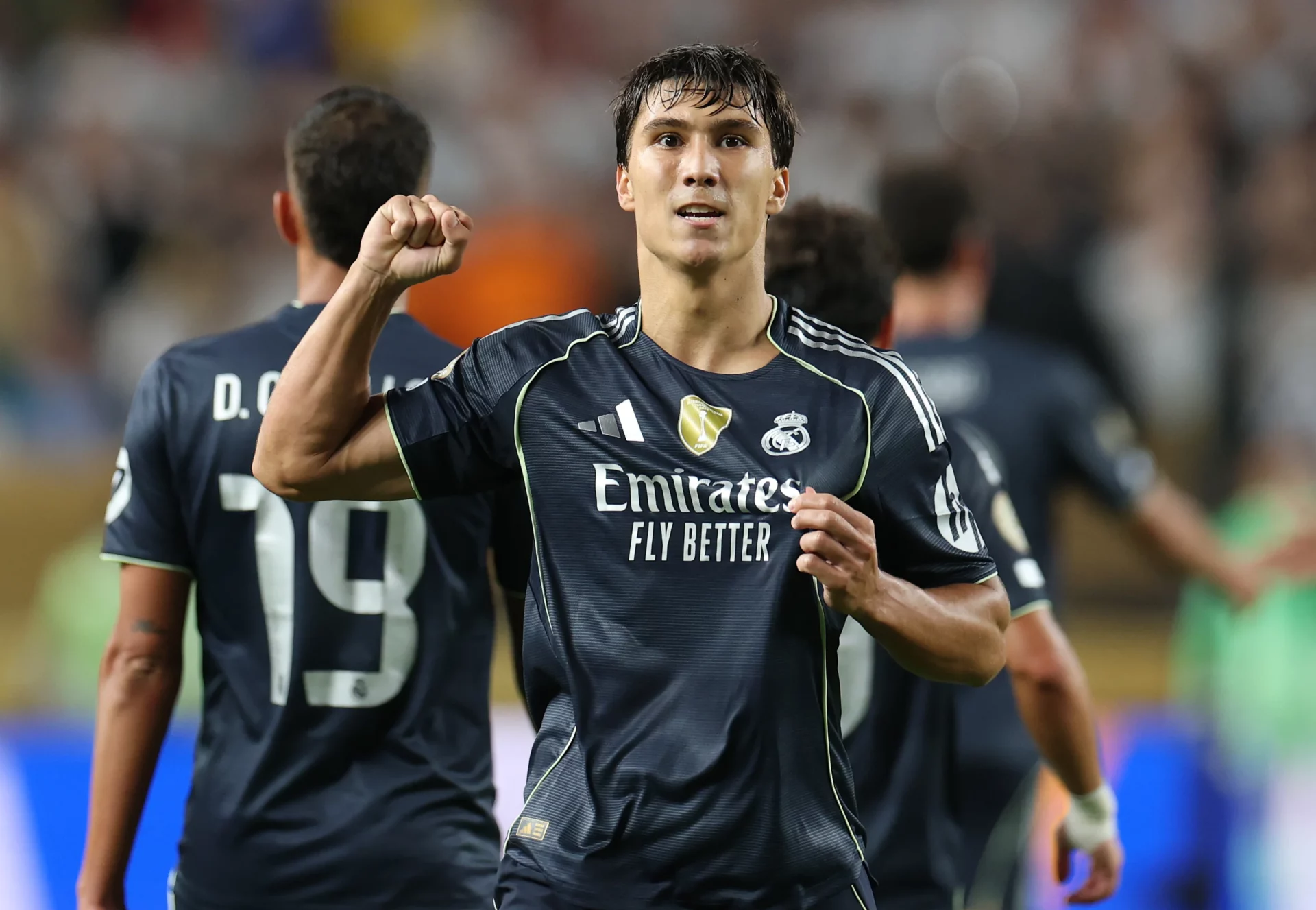 Gonzalo García celebra un gol con el Real Madrid
