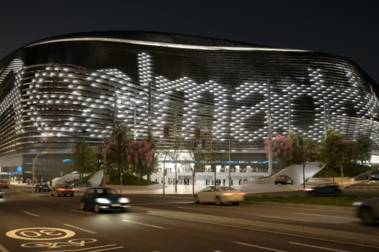 El Real Madrid ya trabaja en iluminar la fachada del Santiago Bernabéu Render de la futura iluminación de la fachada del Santiago Bernabéu
