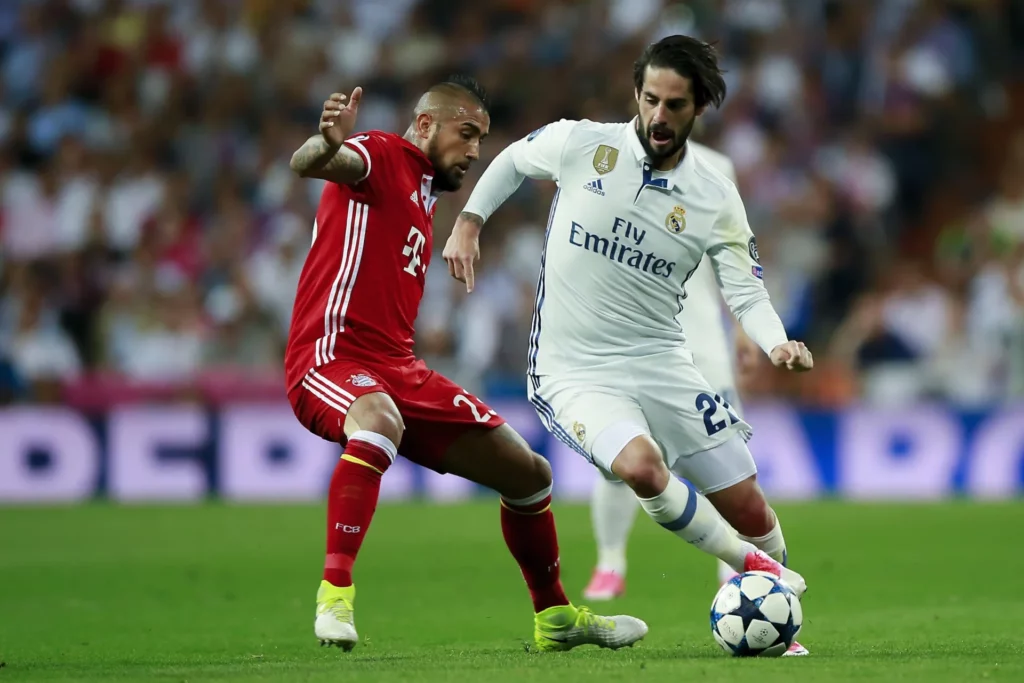 Isco, durante un partido entre Real Madrid y Bayern en el Santiago Bernabéu en 2017.