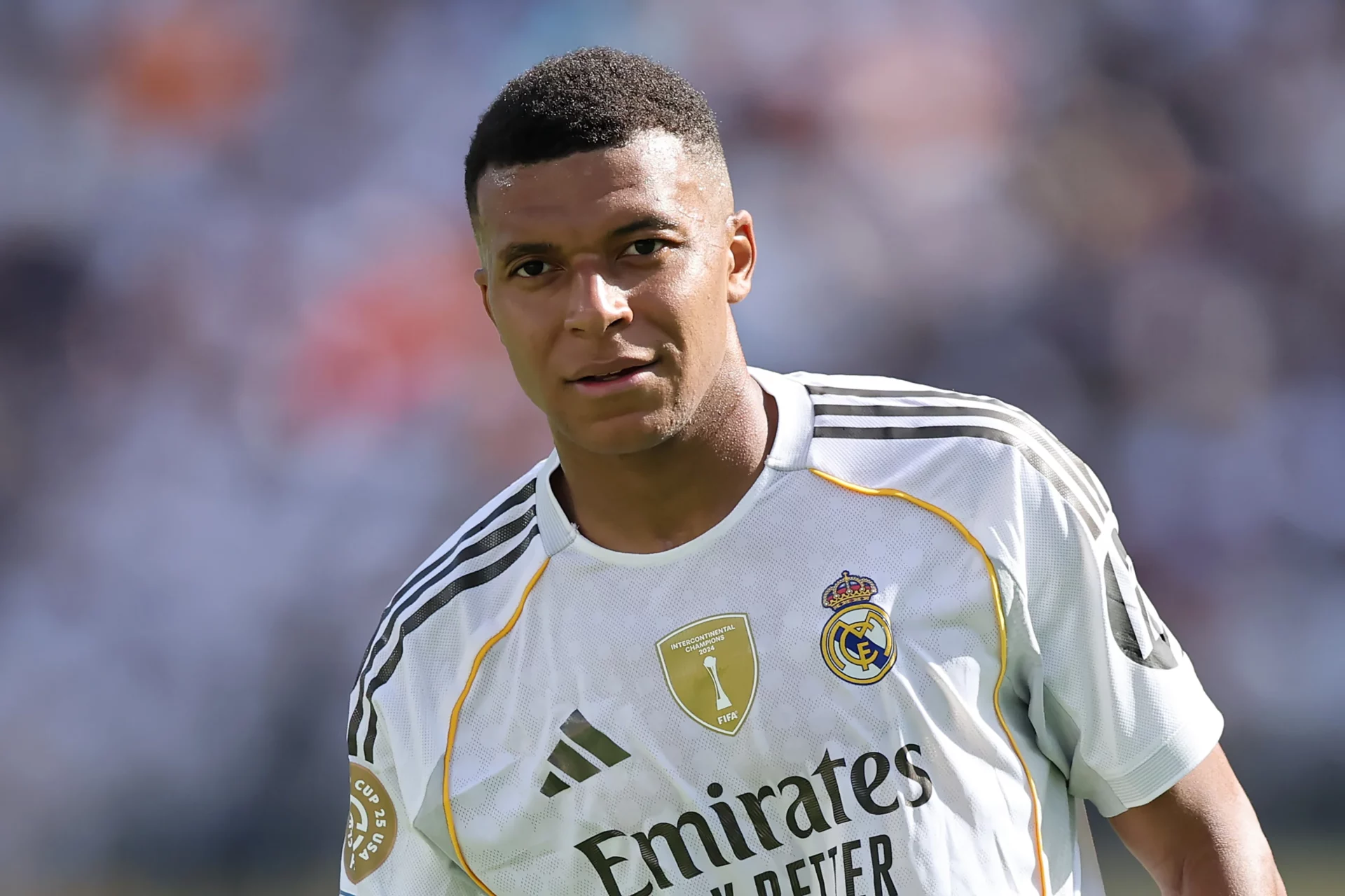 Mbappé, durante el último partido de la temporada con el Real Madrid