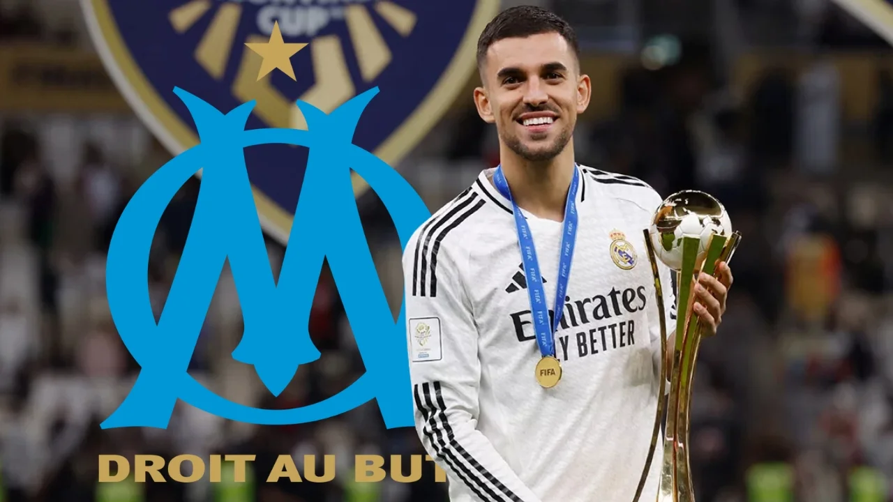 El Olympique de Marsella aprieta por Ceballos Dani Ceballos posa junto al escudo del Olympique de Marsella con la camiseta del Real Madrid