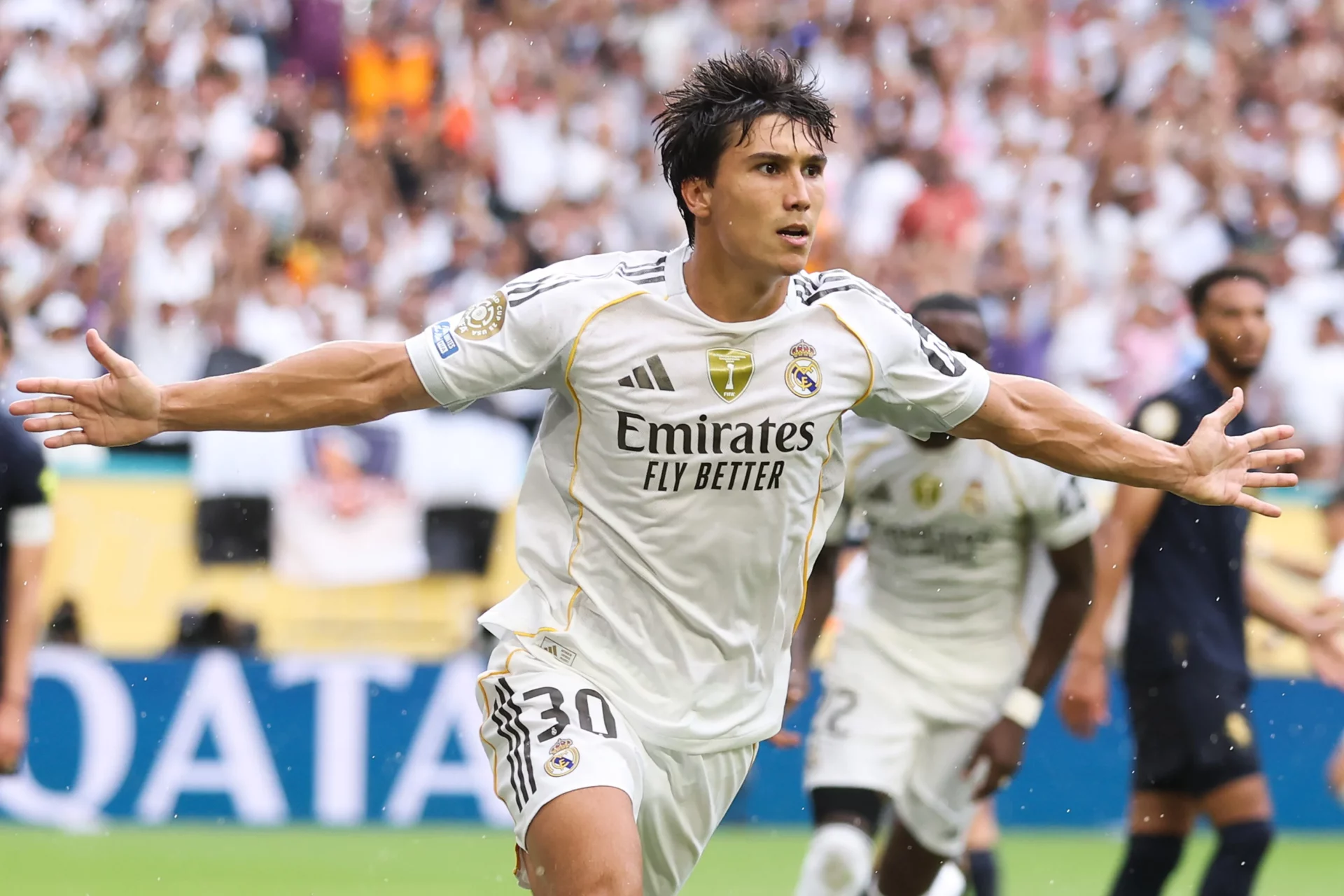 Gonzalo García rompe su sequía con la Selección: convocado por la Sub-21 Gonzalo García celebra un gol con el Real Madrid durante el Mundial de Clubes