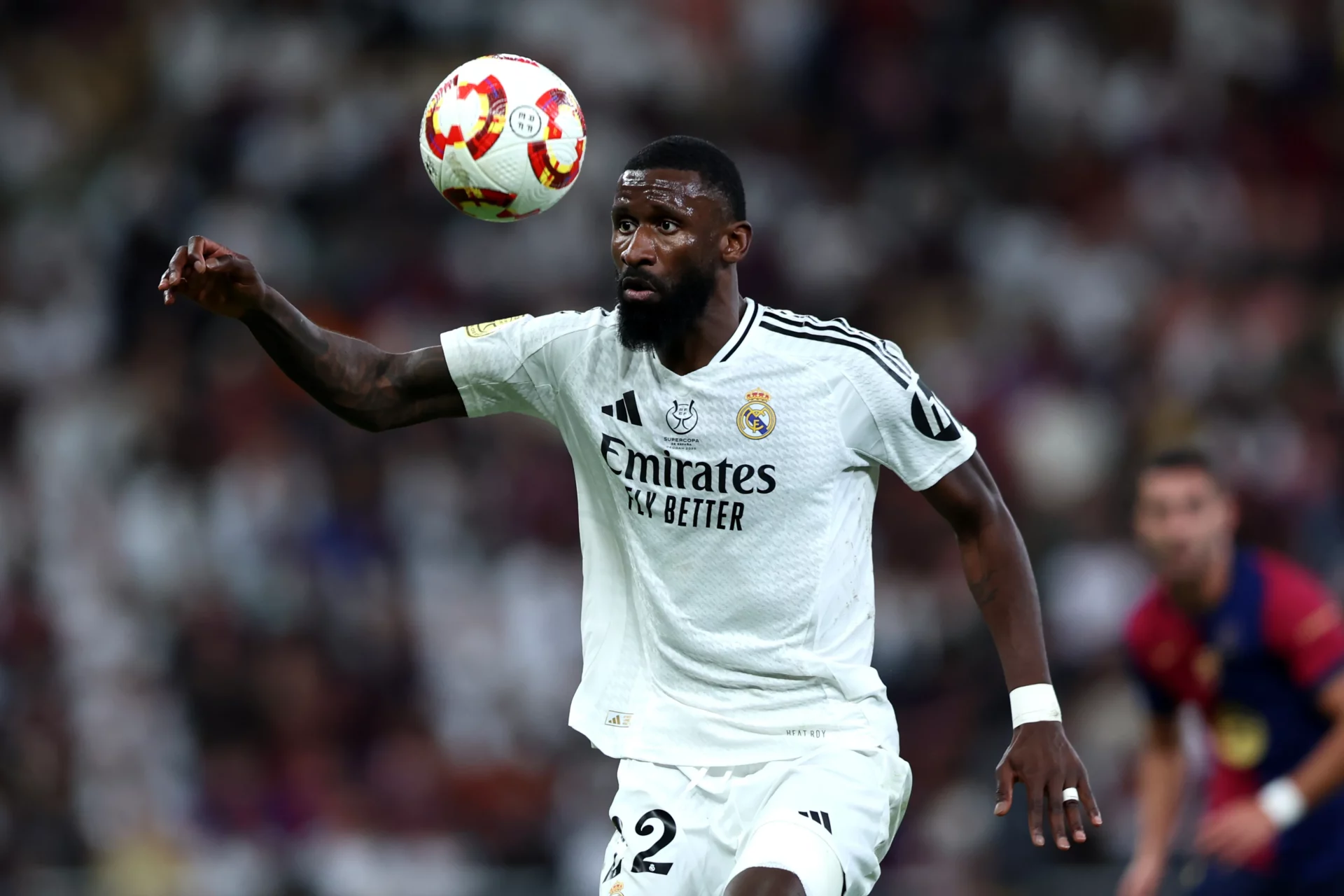 Rüdiger pide perdón por su actitud en la final de Copa: «Fui demasiado lejos» Antonio Rüdiger, durante un partido entre Real Madrid y FC Barcelona previo a la final de Copa del Rey 2025