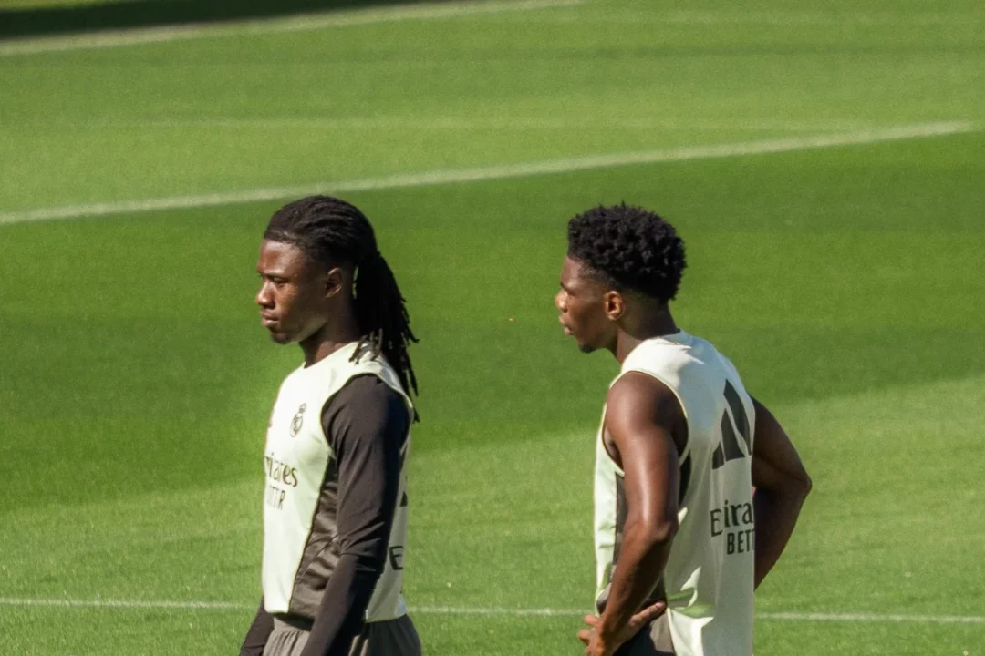 Camavinga y Tchouaméni, durante el entrenamiento del 26 de septiembre de 2025