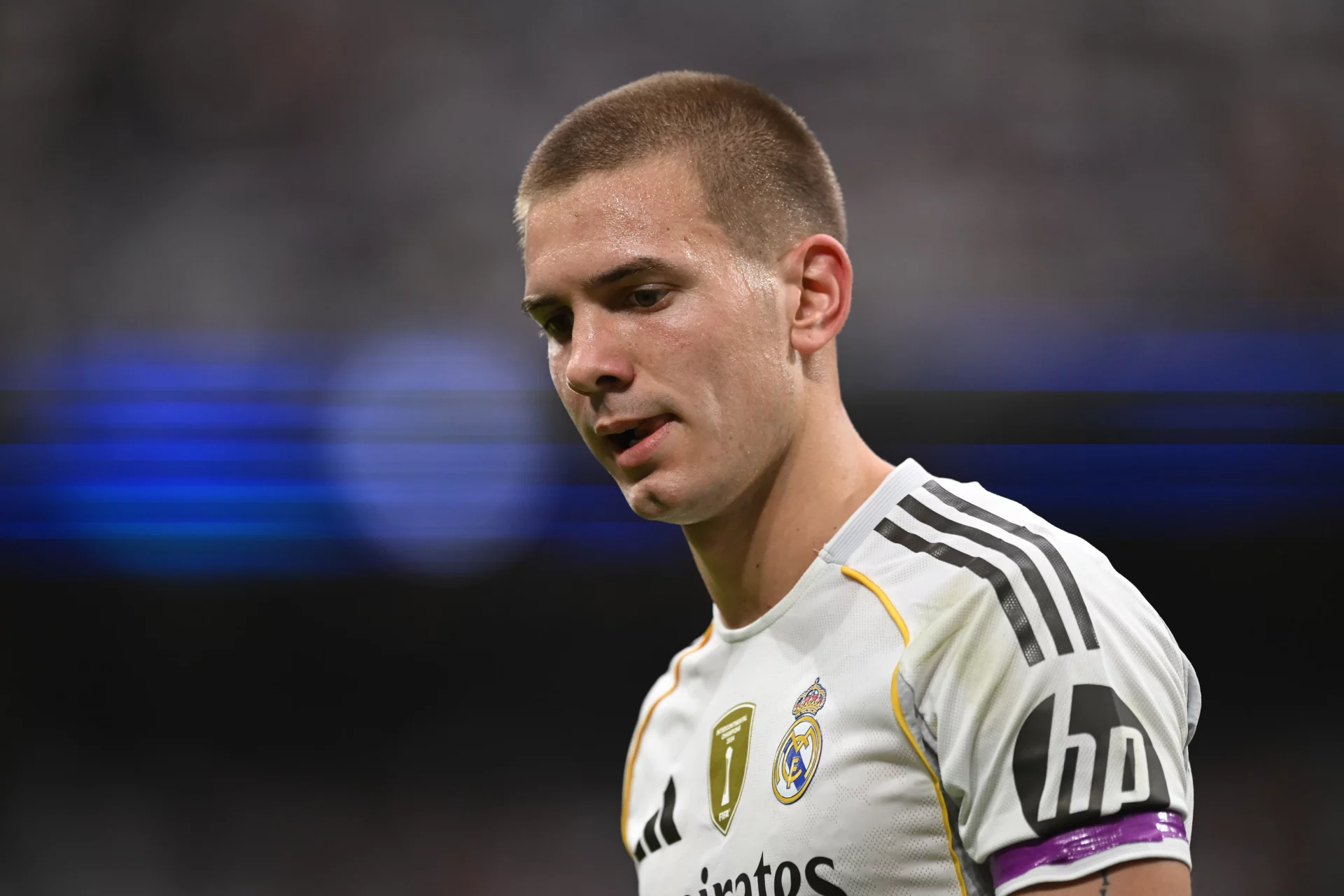 Franco Mastantuono, durante el Real Madrid - Espanyol en el Santiago Bernabéu