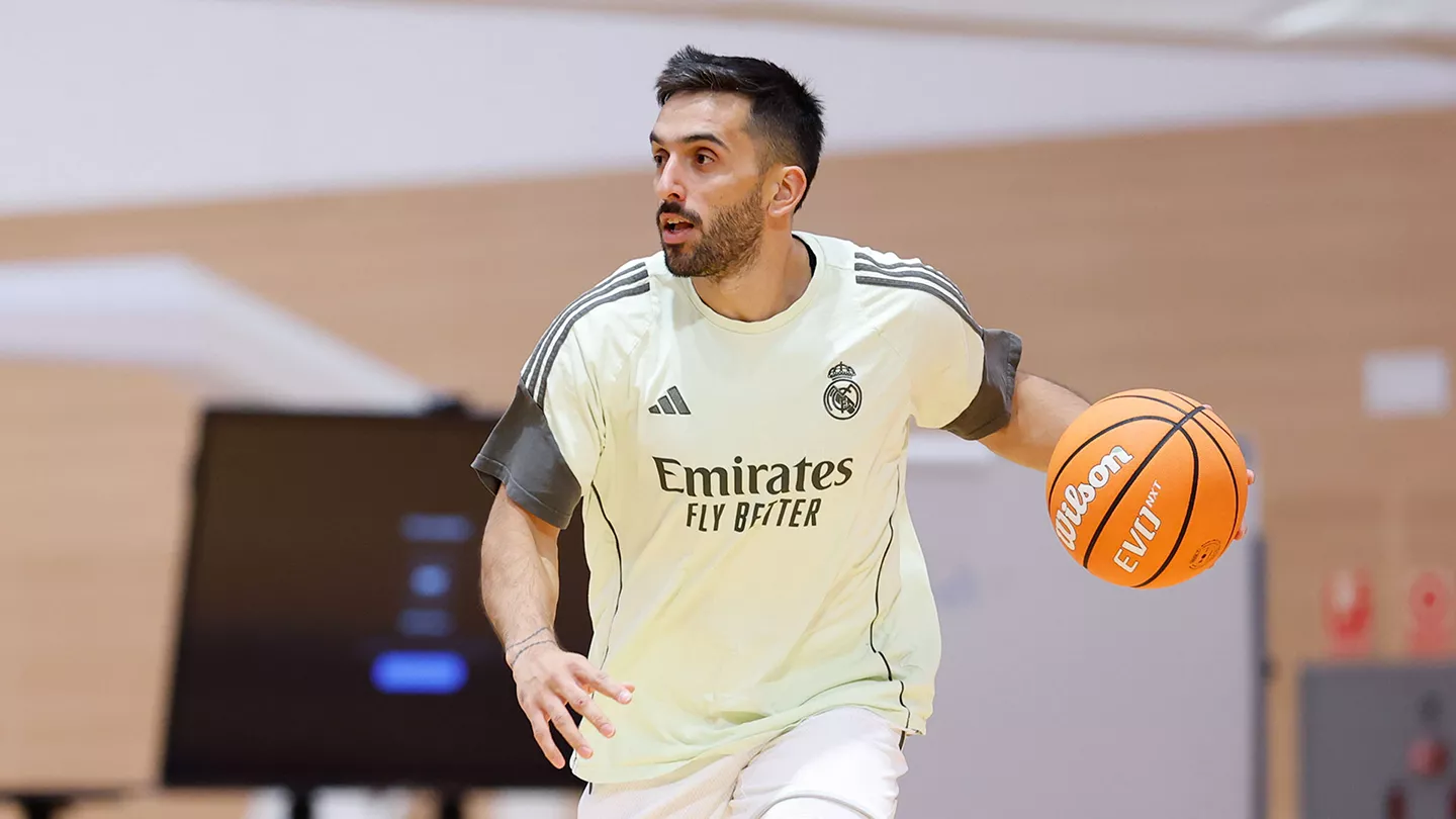 Campazzo, durante un entrenamiento del Real Madrid en la previa de la Supercopa Endesa 2025