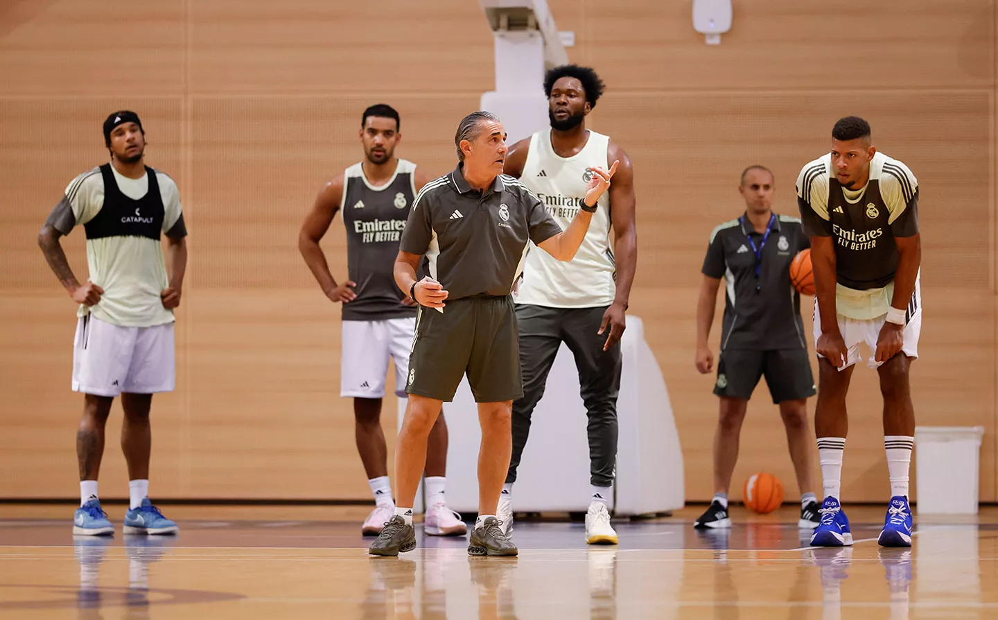 El Real Madrid Baloncesto, durante un entrenamiento de su gran pretemporada 2025