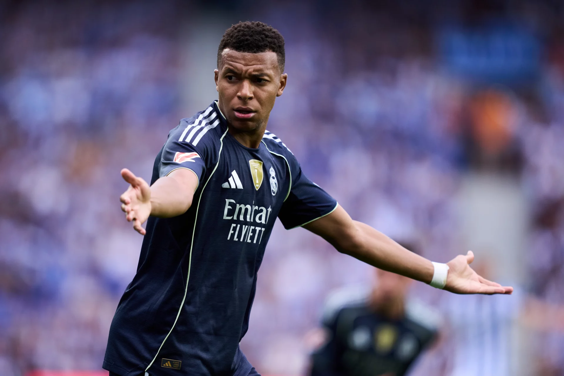 Mbappé, en el partido previo de LaLiga del Real Madrid antes de enfrentarse al Espanyol