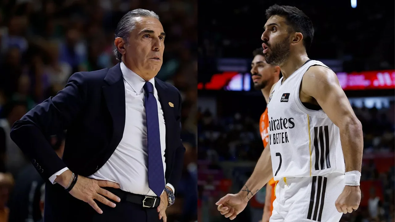 Sergio Scariolo y Facundo Campazzo reaccionan tras la final de la Supercopa Endesa 2025