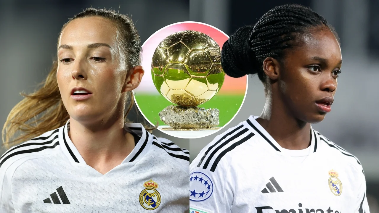 Caroline Weir y Linda Caicedo, junto al Balón de Oro