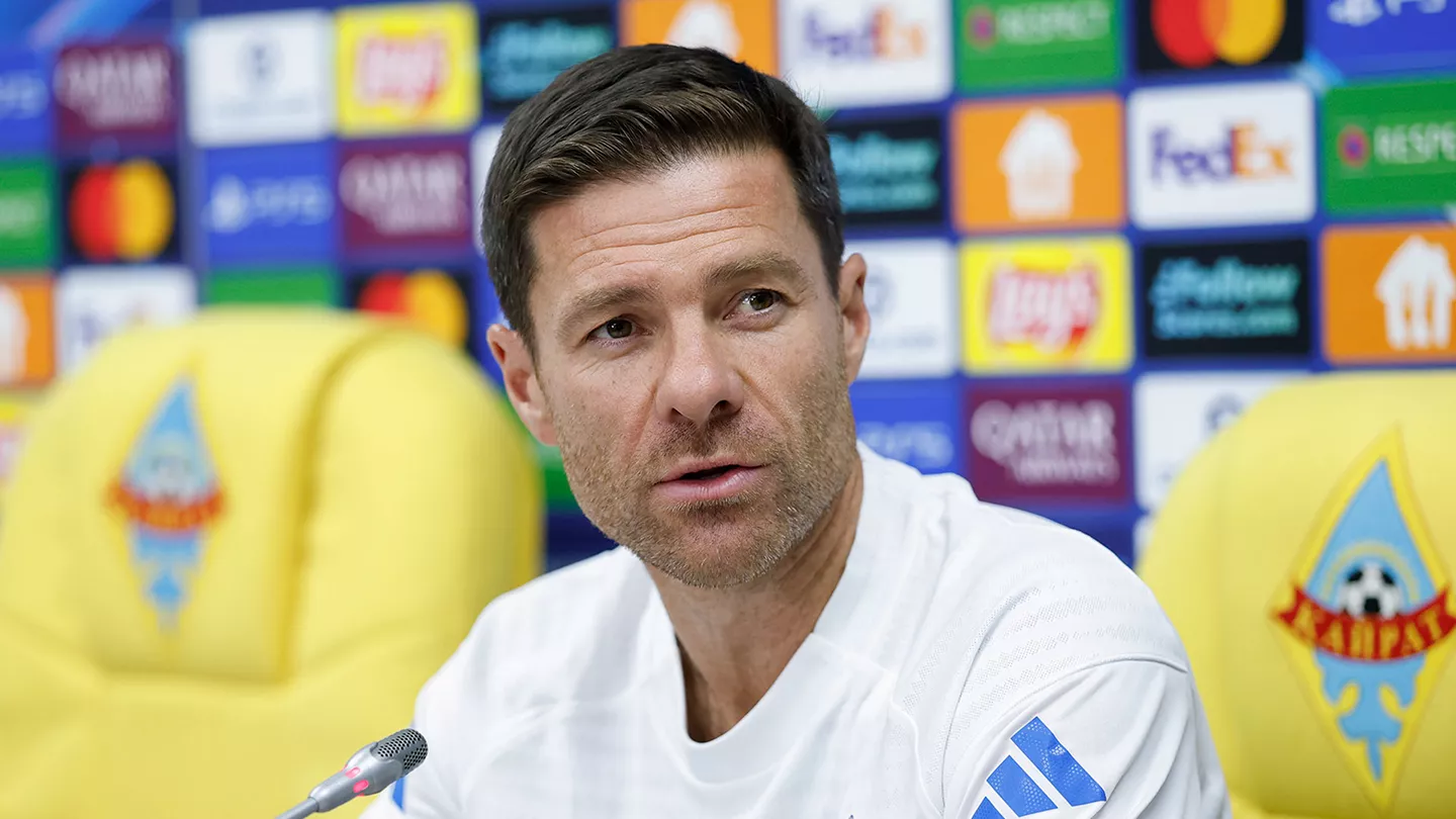 Xabi Alonso, en la rueda de prensa previa antes de medirse al Kairat Almaty en la Champions League