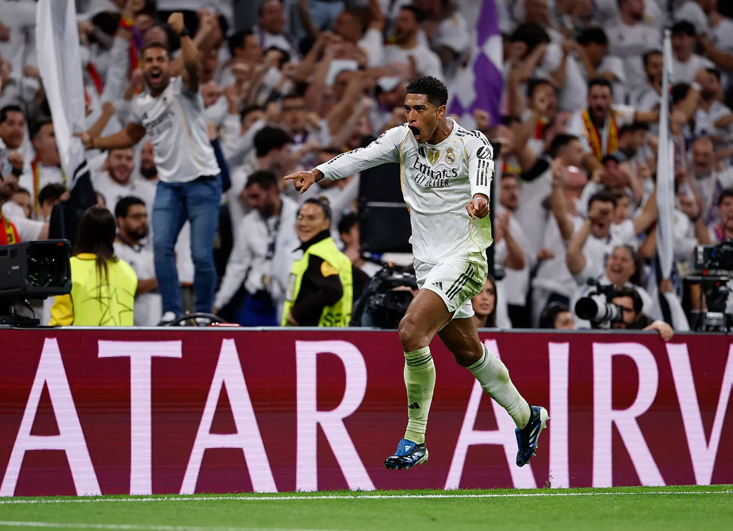 Bellingham celebra su gol en el Santiago Bernabéu a la Juventus