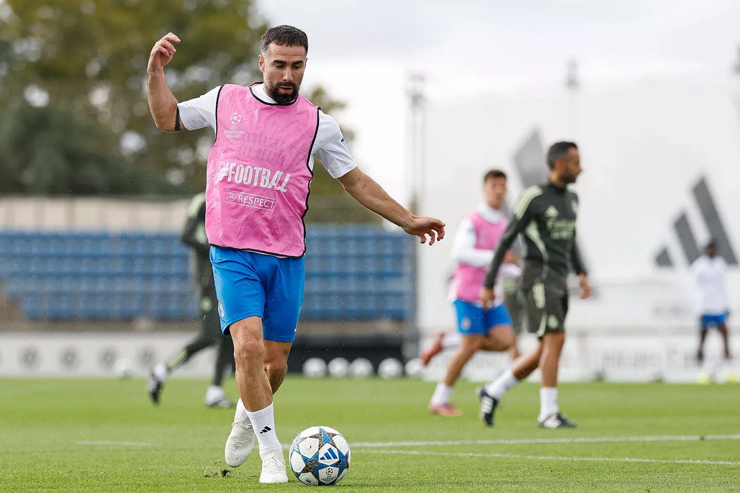 Carvajal, durante uno de los últimos entrenamientos antes del Clásico