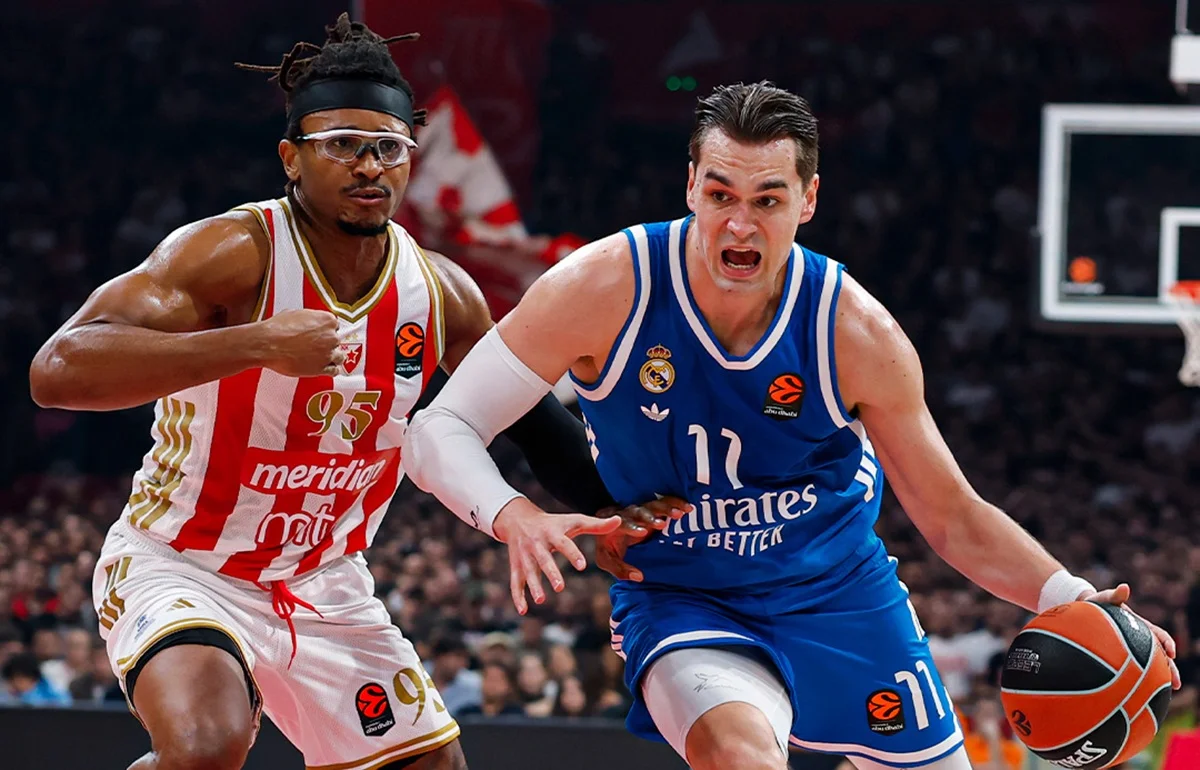 Moneke y Hezonja, durante la derrota del Real Madrid Baloncesto ante Estrella Roja en la Euroliga
