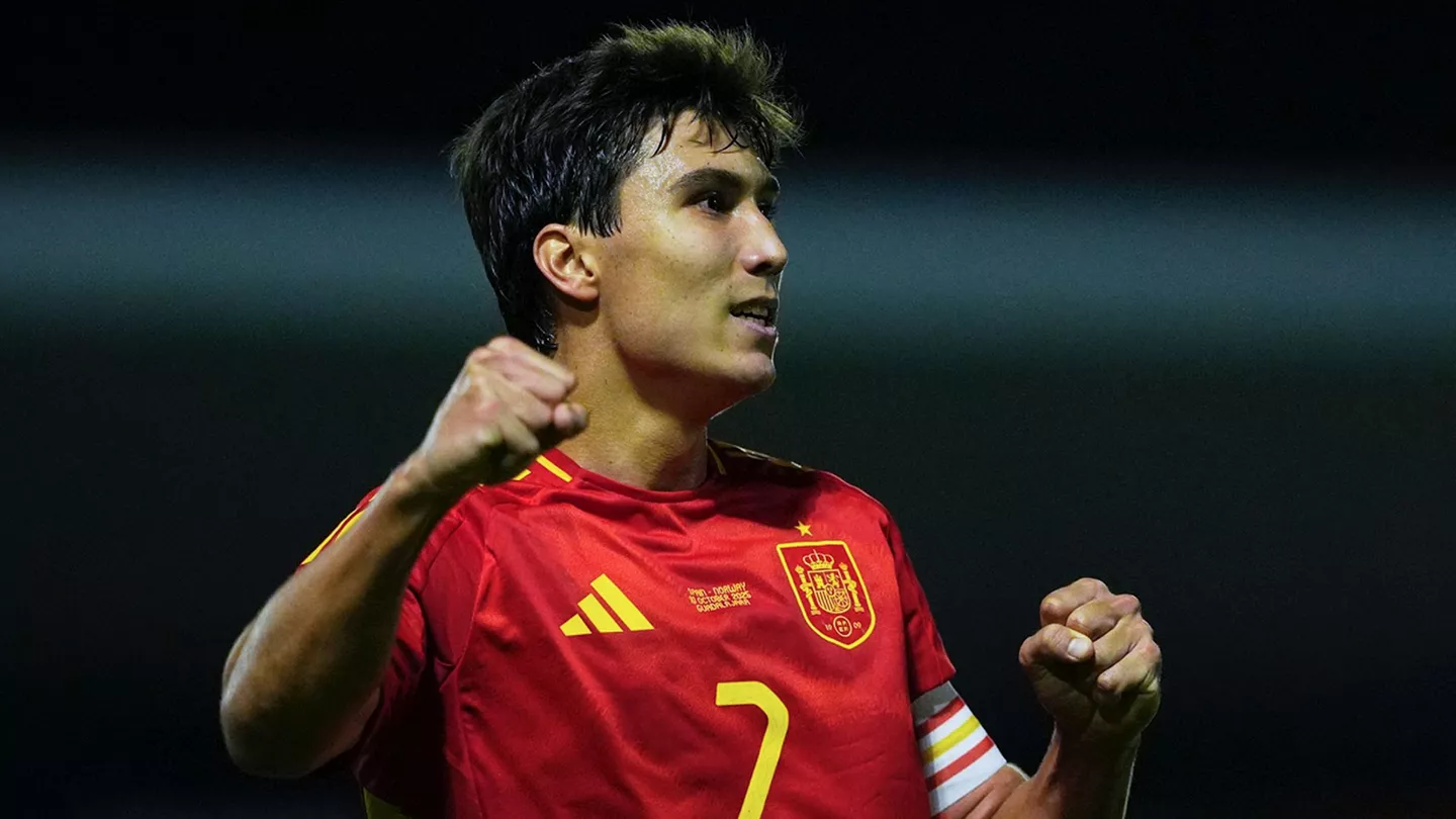 Gonzalo García celebra su actuación en la victoria de España Sub-21 contra Noruega