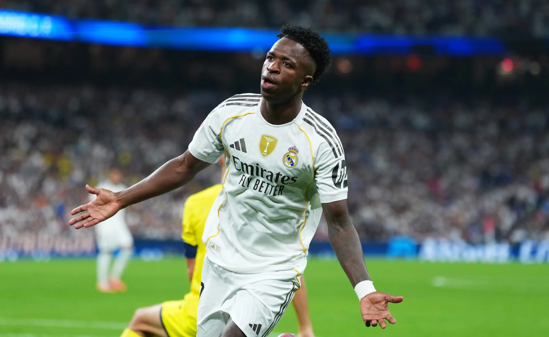 Vinicius celebra uno de sus goles con el Real Madrid ante el Villarreal