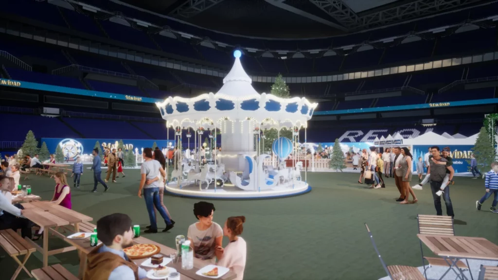 El carrusel que se colocará en el Santiago Bernabéu durante MAVIDAD, del 24 al 31 de diciembre. 