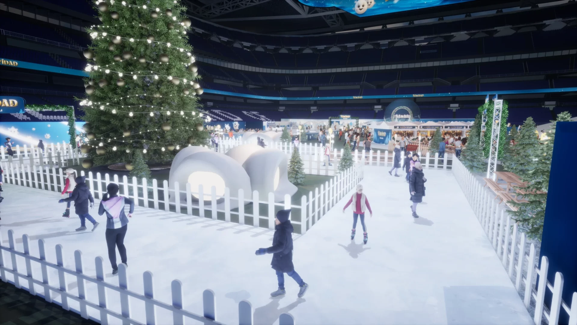 Render de una de las atracciones que se instalará en el Santiago Bernabéu durante MAVIDAD.