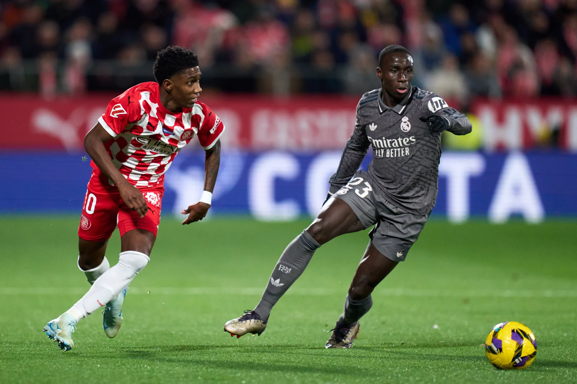 Ferland Mendy, durante el Girona - Real Madrid en Montilivi.