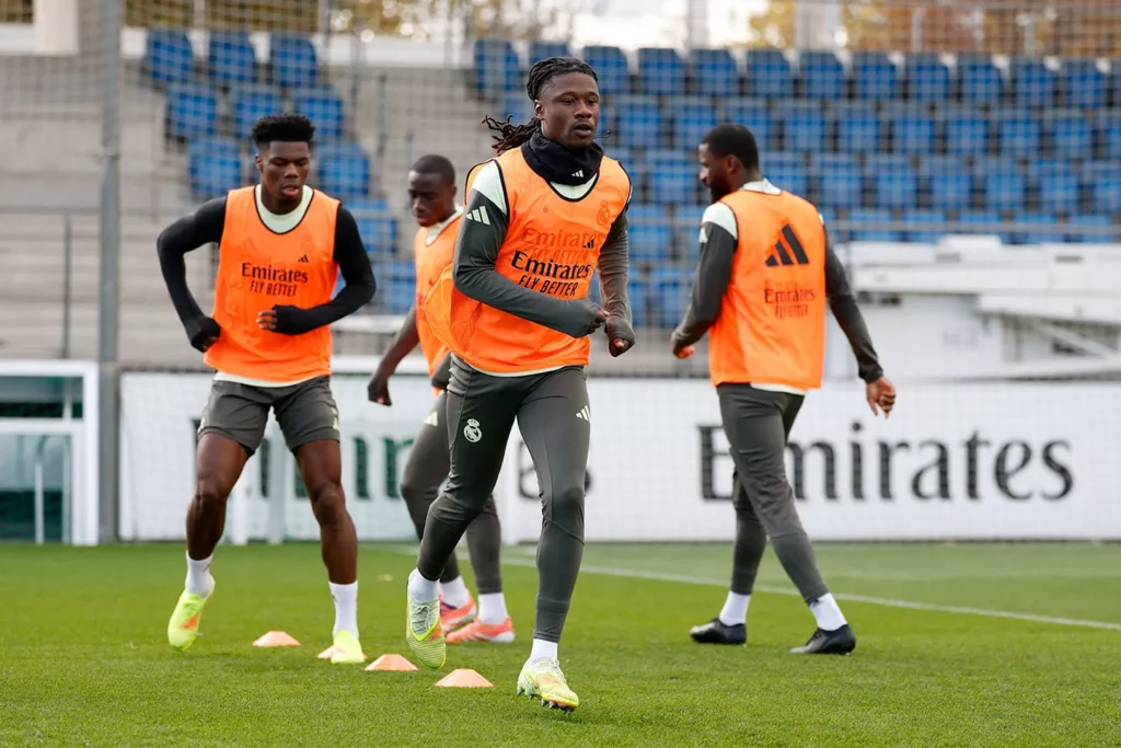 Rüdiger y Tchouameni, junto a Mendy y Camavinga, se entrenan antes de viajar a Elche.