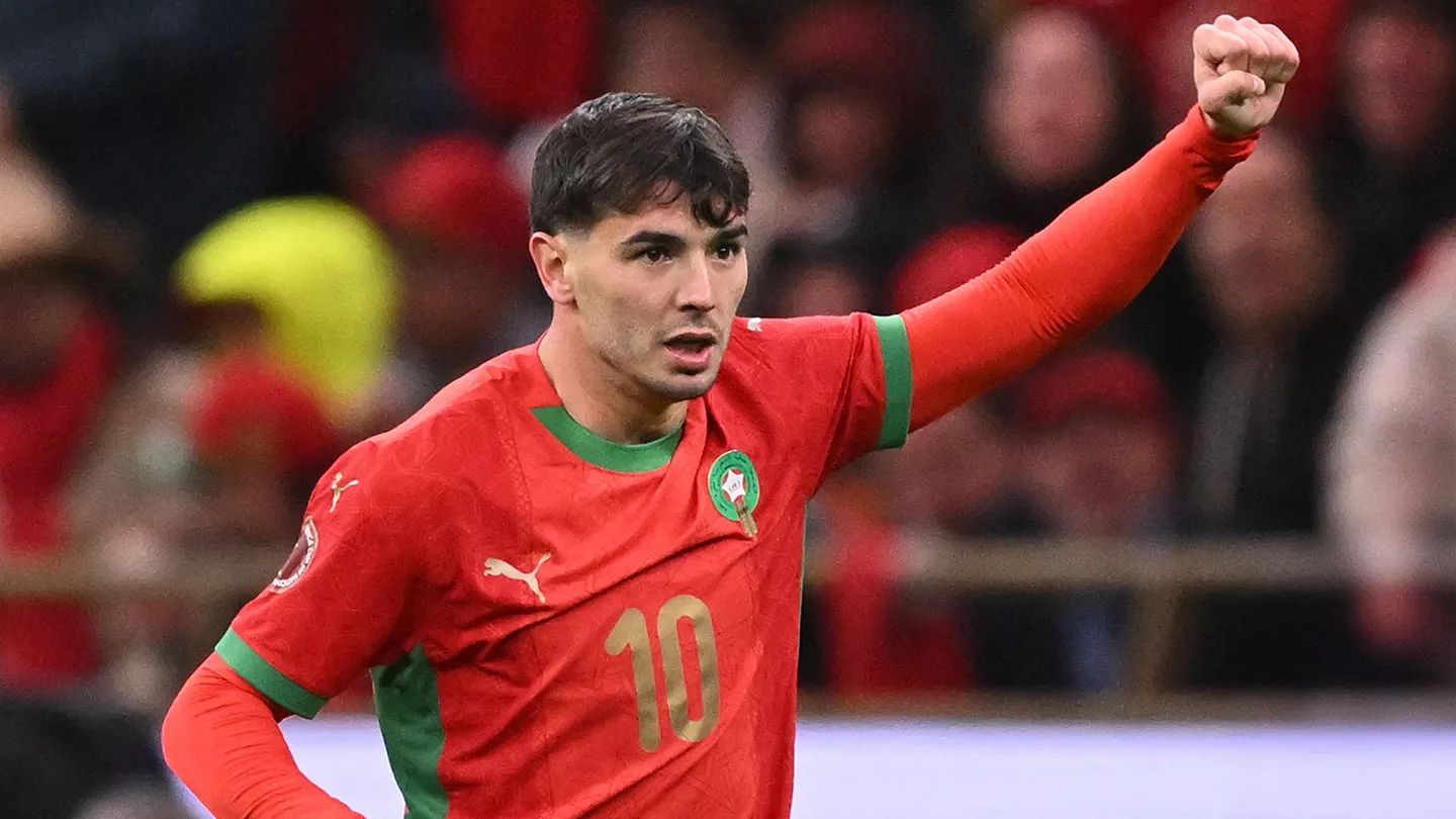 Brahim celebra un gol en la Copa África con Marruecos.