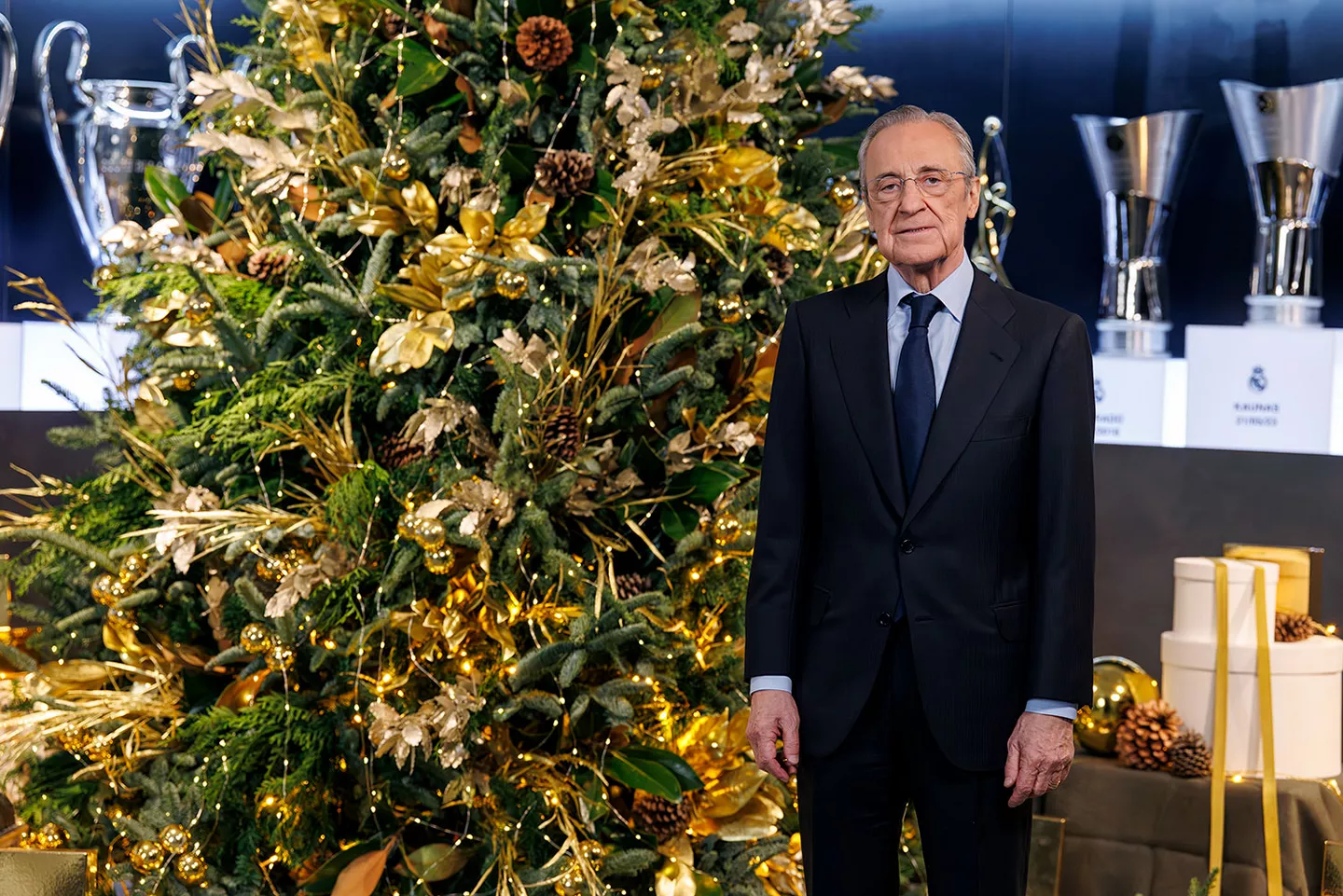 Florentino Pérez, durante el discurso de Navidad del Real Madrid.