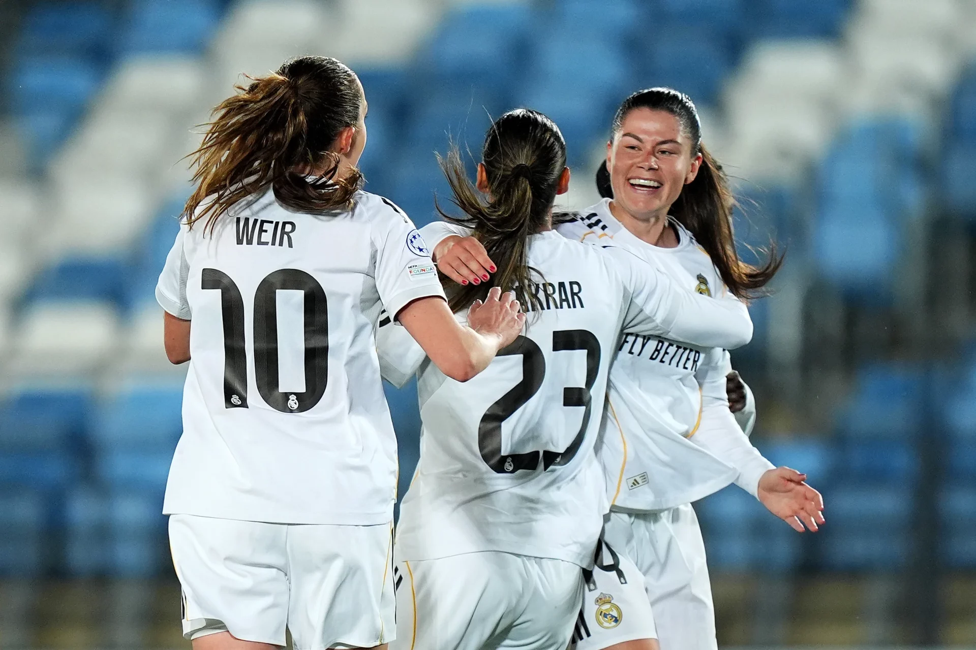 Los ocho mejores momentos del Real Madrid Femenino en 2025 María Méndez celebra uno de los mejores momentos del Real Madrid Femenino este año.