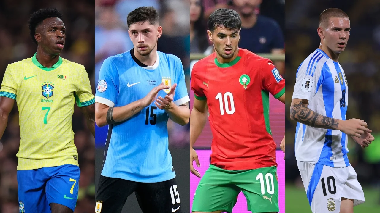 Vinicius, Valverde, Brahim y Mastantuono, jugadores del Real Madrid que se enfrentarán durante el Mundial 2026 tras el sorteo.