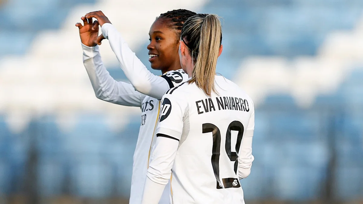 Linda Caicedo celebra su gol al Sevilla FC en la victoria del Real Madrid por Liga F.