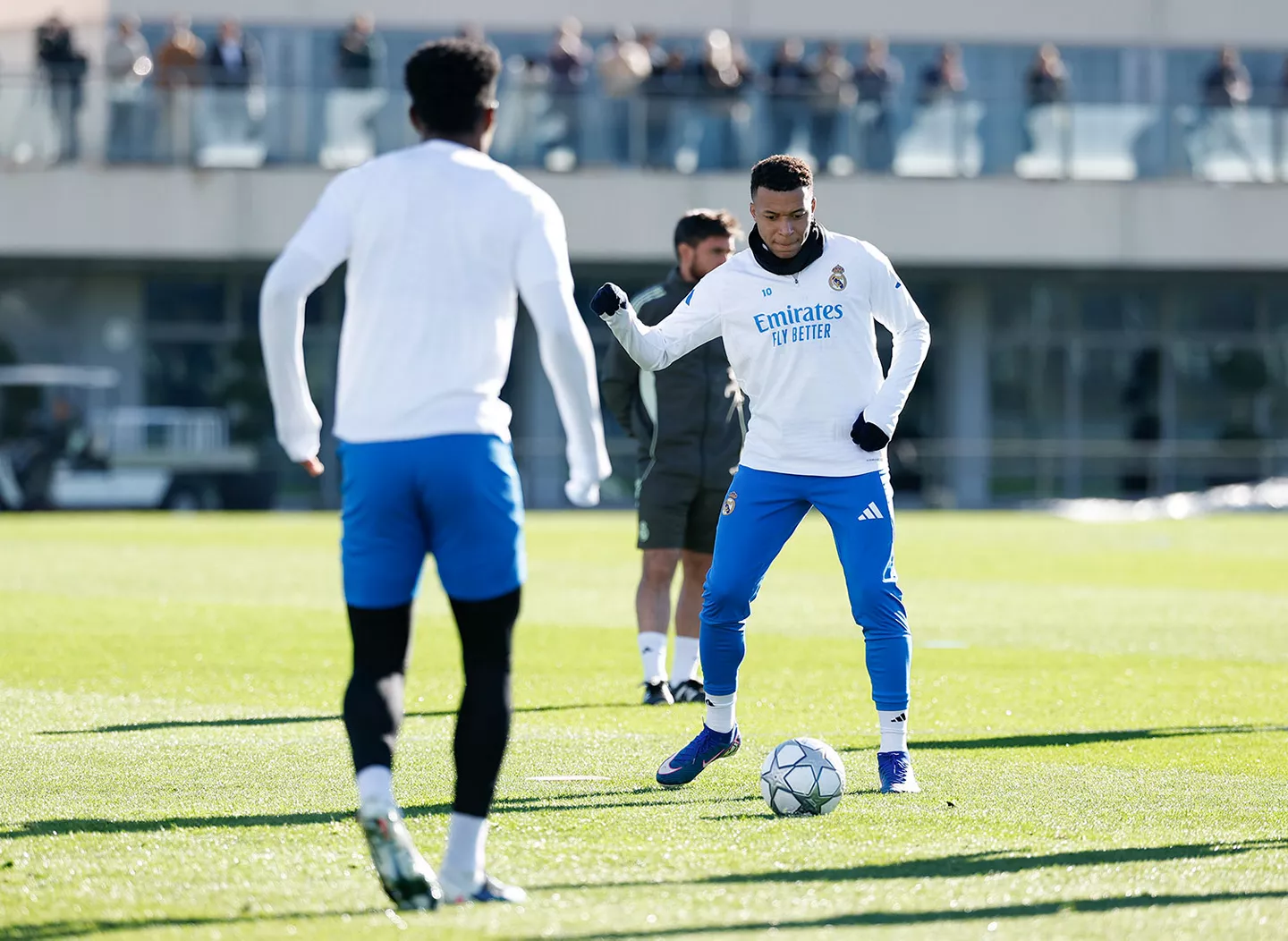 Jugadores del Real Madrid antes del partido de Champions contra el Mónaco