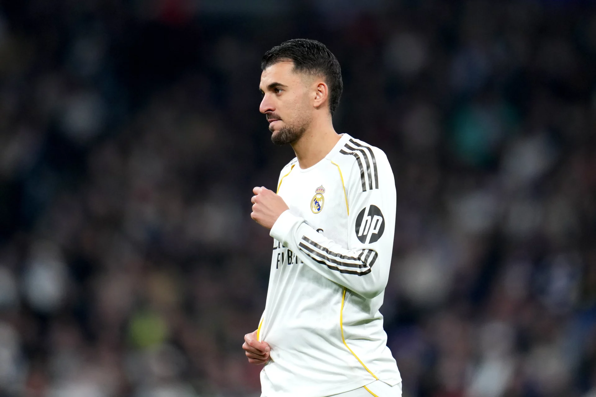 Dani Ceballos, durante un partido de Champions con el Real Madrid antes de la lesión.