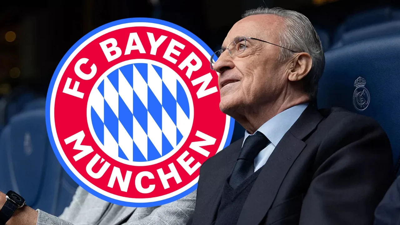 El inesperado invitado que se sentará junto a Florentino Pérez contra el Bayern Florentino Pérez, junto al escudo del Bayern de Múnich, en el palco del Bernabéu.