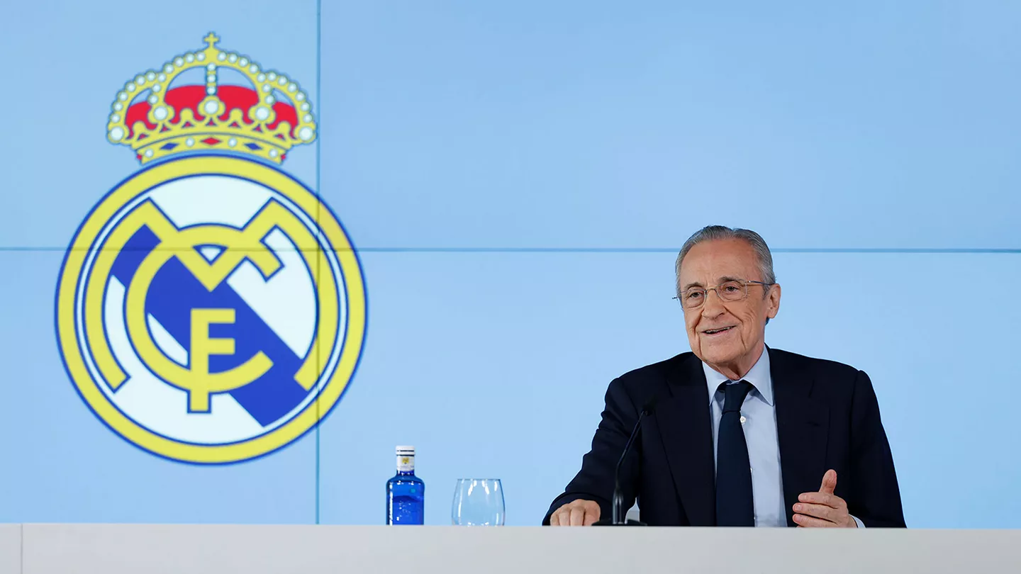 Florentino Pérez, durante el anuncio de la convocatoria de elecciones a la presidencia del Real Madrid.