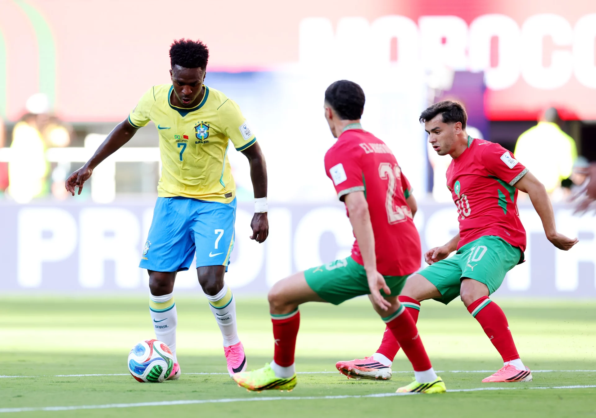 Brasil 1-1 Marruecos: Vinicius y Brahim, protagonistas en su estreno en el Mundial 2026 Vinicius Junior y Brahim durante el empate entre Brasil y Marruecos en el Mundial 2026