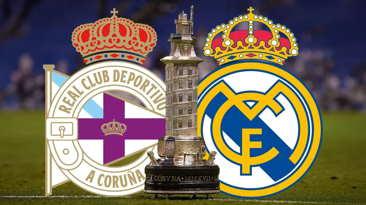 El Real Madrid disputará el Trofeo Teresa Herrera 13 años después El Trofeo Teresa Herrera junto a los escudos de Real Madrid y Deportivo.