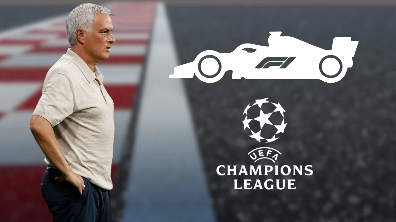 Montaje de José Mourinho junto a los logos de la Fórmula 1 y la Champions League